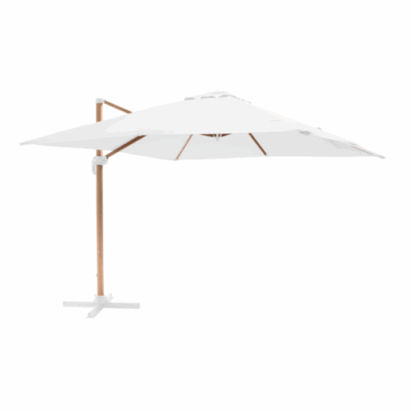 Parasol déporté carré 3x3m effet bois écru