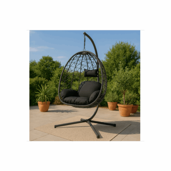 Fauteuil suspendu effet rotin noir CUZCO – Image 2