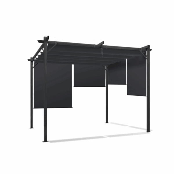 Pergola édition spéciale toit rétractable 3×3 M et 4 stores gris anthracite – Image 2