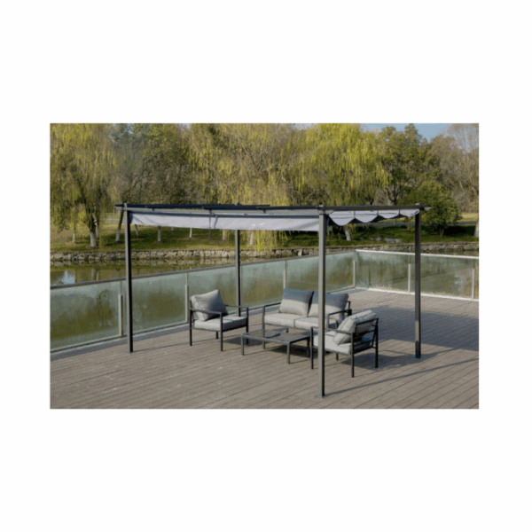 Pergola en aluminium avec toit rétractable – 3 x 4 m – Gris anthracite – Image 2