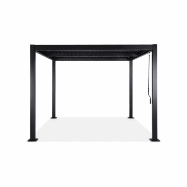 Pergola bioclimatique noire. aluminium et acier. 3x3m. lames orientables – Image 2
