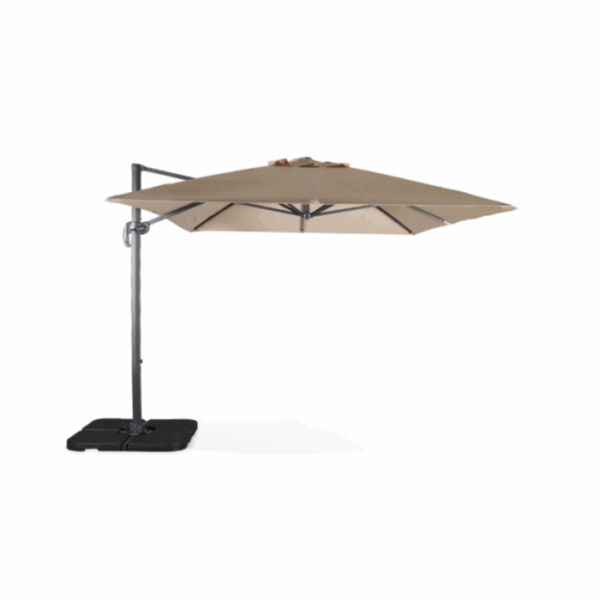 Parasol déporté rectangulaire beige 3x4m + dalles à lester 50x50cm WIMEREUX + DALLES 50X50CM – Image 2