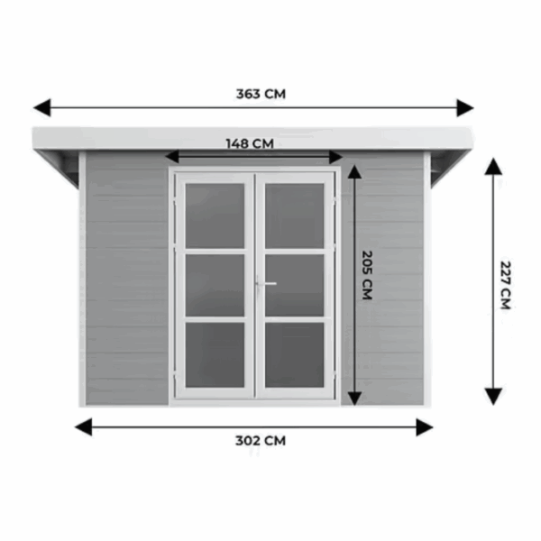 Abri de jardin composite SINTRA – 9 m2 gris clair – Prix usine – DESTOCKAGE – Image 3