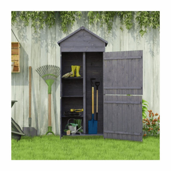 Abri de Jardin en Pin Massif Gris – 1,19 m² – Armoire de Rangement Robuste – Image 3