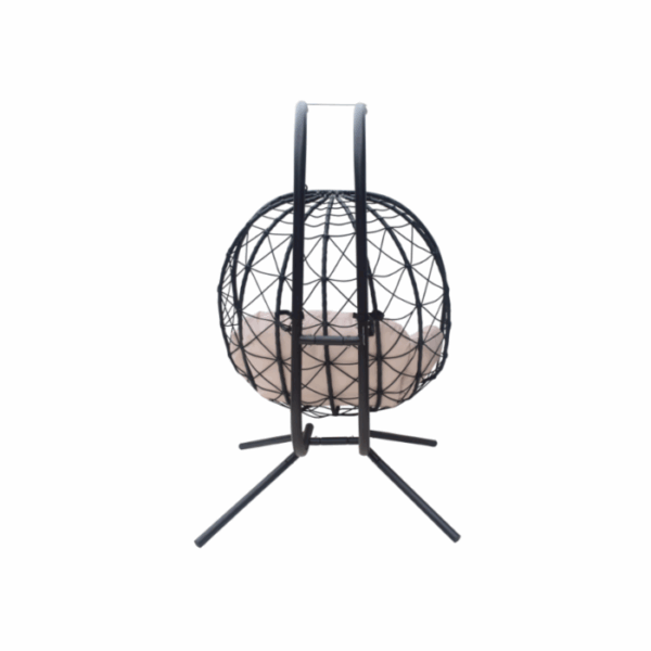 Fauteuil de jardin suspendu pliable en acier coloris noir – 2 places – Image 2