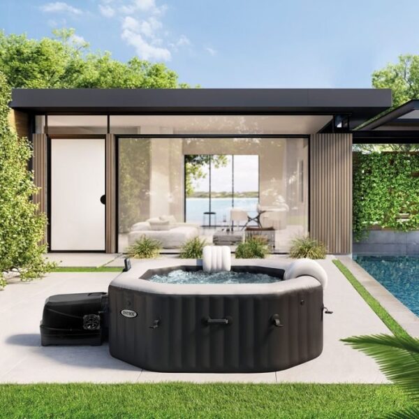 Spa Gonflable – INTEX – Carbone 4 places + Couverture Thermique – DESTOCKAGE – Image 5