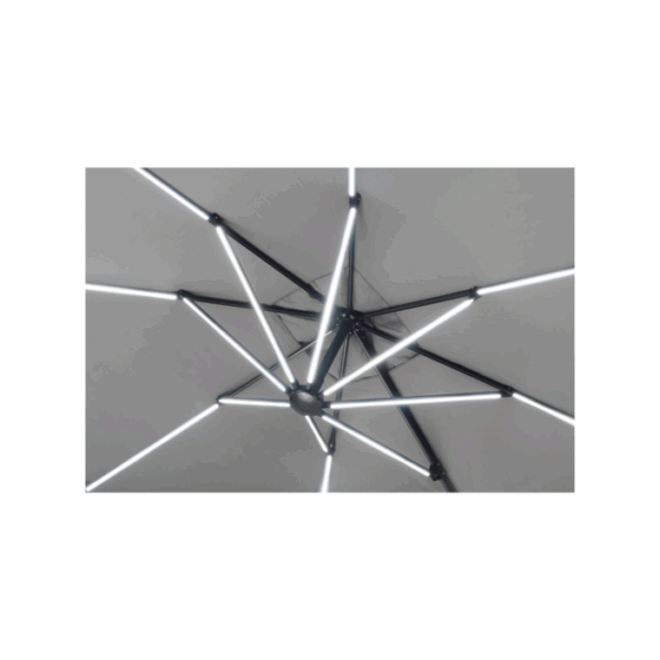 Parasol jardin déporté LED Alu « Sun 4 Luxe » – Rectangle – 3 x 4 m – Gris – Dalles à lester incluses – Image 3