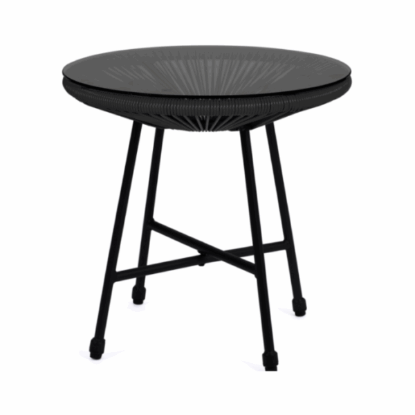 Salon de jardin IZMIR table et 2 fauteuils oeuf cordage noir – Image 3