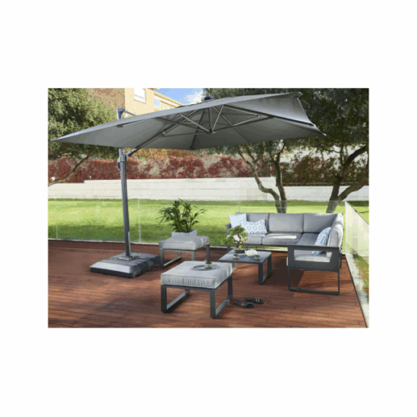 Parasol déporté NATERIAL Sonora gris rectangulaire, L.391 x l.282 cm – Image 3