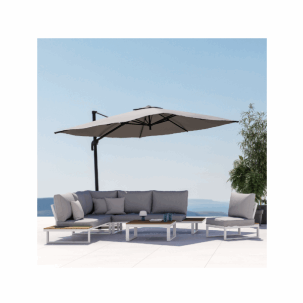 Parasol déporté NATERIAL Aura taupe carré, L.286 x l.286 cm – Image 3