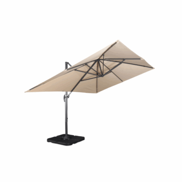 Parasol déporté rectangulaire beige 3x4m + dalles à lester 50x50cm WIMEREUX + DALLES 50X50CM – Image 3