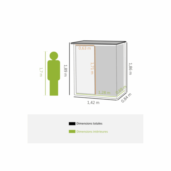 Abri de Jardin 1,2 m² – Cabanon Compact avec Porte Verrouillable – Image 5