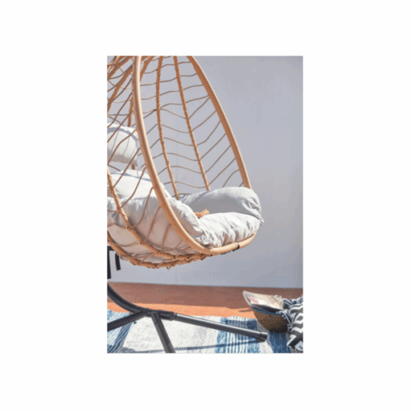 Fauteuil suspendu beige résine & Acier LIMA – Image 2