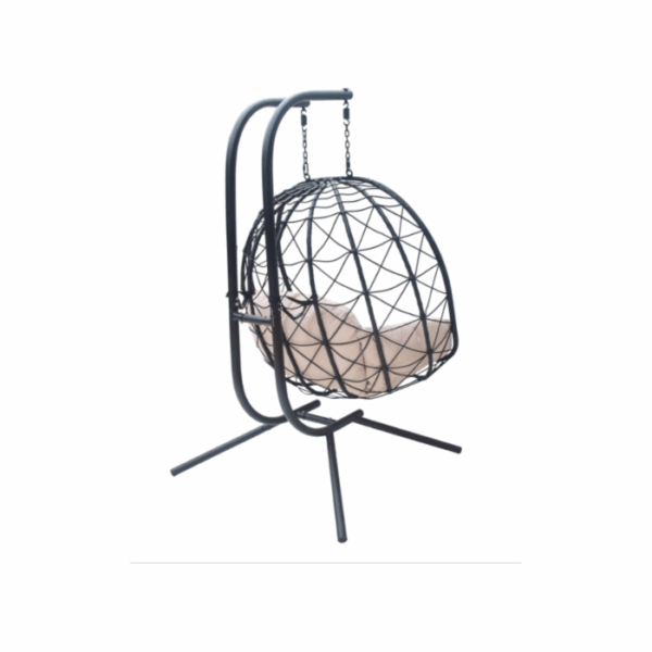 Fauteuil de jardin suspendu pliable en acier coloris noir – 2 places – Image 3