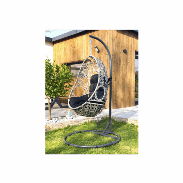 Balancelle suspendue de jardin Samoa en résine tressée écru – DCB GARDEN – Image 3