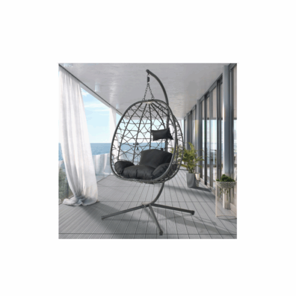 Fauteuil suspendu effet rotin noir CUZCO – Image 3