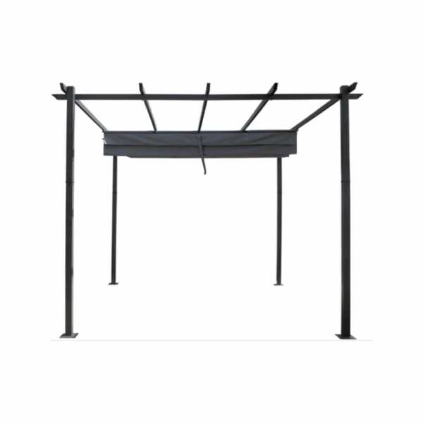 Pergola en aluminium avec toit rétractable – 3 x 3 m – Gris – Image 3