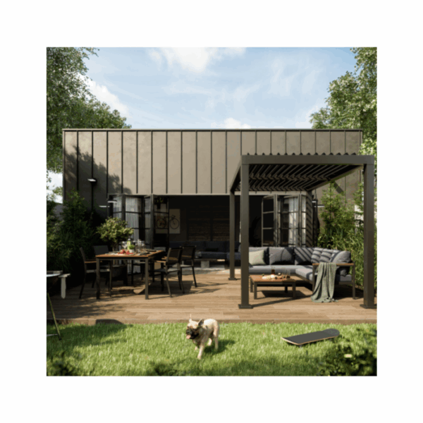 Pergola bioclimatique autoportante NATERIAL Clima aluminium gris, 5.08 m² – Image 4