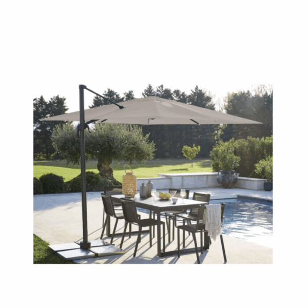 Parasol déporté NATERIAL Aura taupe carré, L.286 x l.286 cm – Image 4