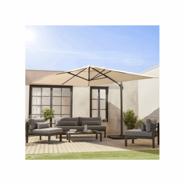 Parasol déporté rectangulaire beige 3x4m + dalles à lester 50x50cm WIMEREUX + DALLES 50X50CM – Image 4