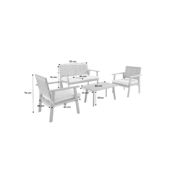 Salon de jardin bois et cannage vertical BOHEMIA 4 places – Image 4