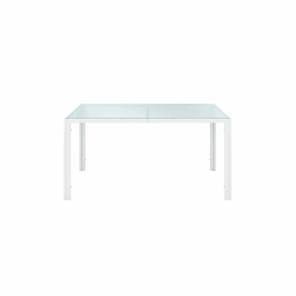 Salon de jardin MADRID table 150 CM et 6 chaises empilables blanc et beige – Image 4