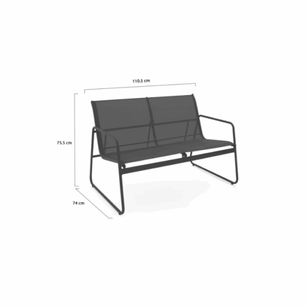 Salon de jardin bas MALAGA 6 places avec canapés, fauteuils et table gris anthracite – Image 2