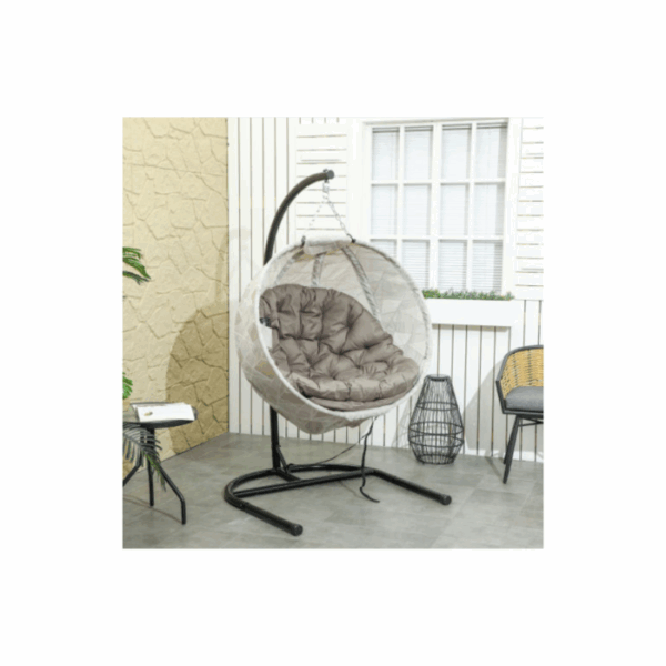 Fauteuil Suspendu Ovale Pliable pour Extérieur, Hamac avec Porte-Gobelet, beige – Image 4