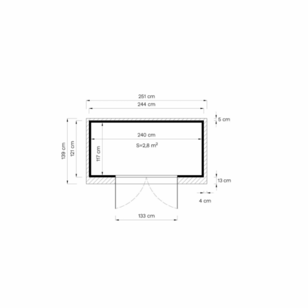 Abri de jardin bois Midway – 244 x 121 cm – Image 4