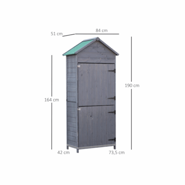 Abri de Jardin en Pin Massif Gris – 1,19 m² – Armoire de Rangement Robuste – Image 5