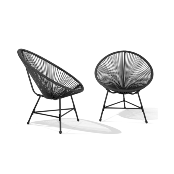 Salon de jardin IZMIR table et 2 fauteuils oeuf cordage noir – Image 5
