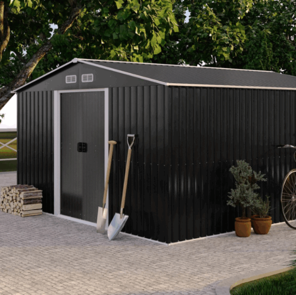 Abri de jardin en acier galvanisé gris 12,5 m² – Image 2