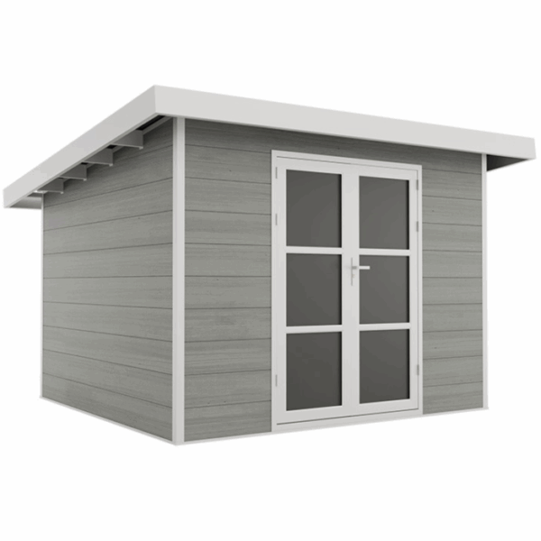 Abri de jardin composite SINTRA – 9 m2 gris clair – Prix usine – DESTOCKAGE